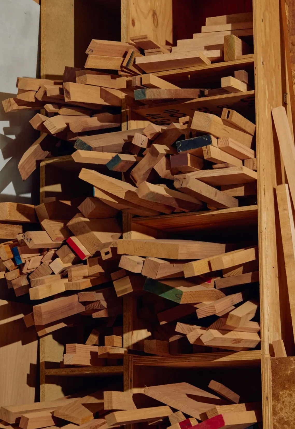 Stacked lumber at a building supply yard